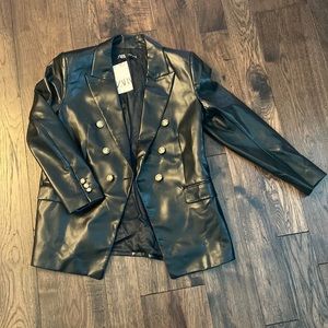 Zara faux leather blazer